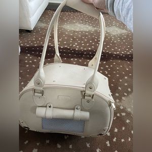 Dog Carrier Small Beige Faux Leather PetsHome